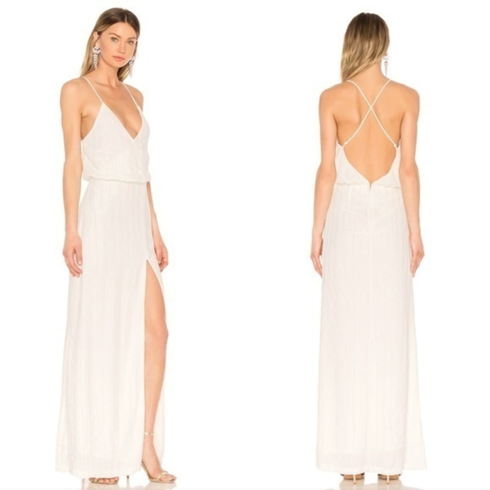 NWOT LPA Beaded Crossback Gown Side Slit in Ivory